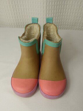 Next Fleece-Lined Kids' Rain Boots - Brown, Pink, Yellow, Blue, Orange Accents